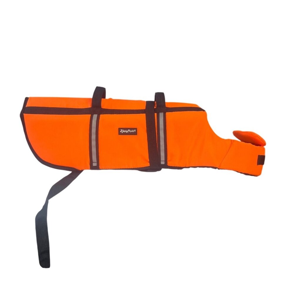 Zippypaws Dog Life Jacket Reflective Orange Adjustable Straps Quick Release Buck